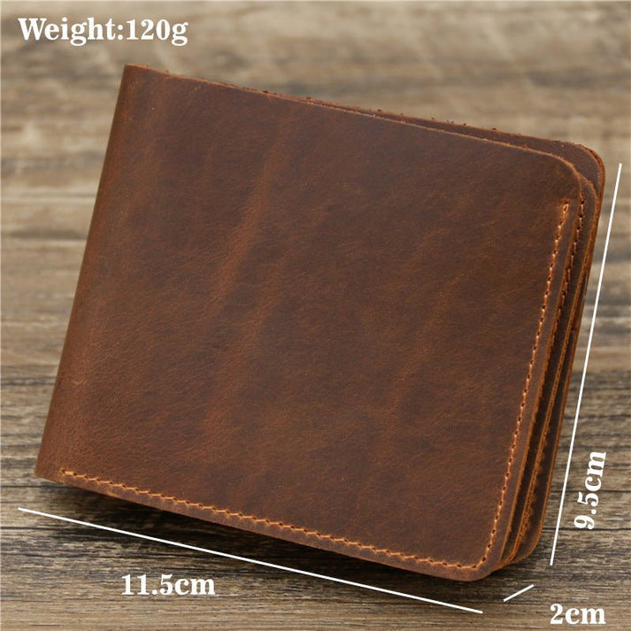 Men Crazy Horse Leather Money Card Bag Leather Wallet